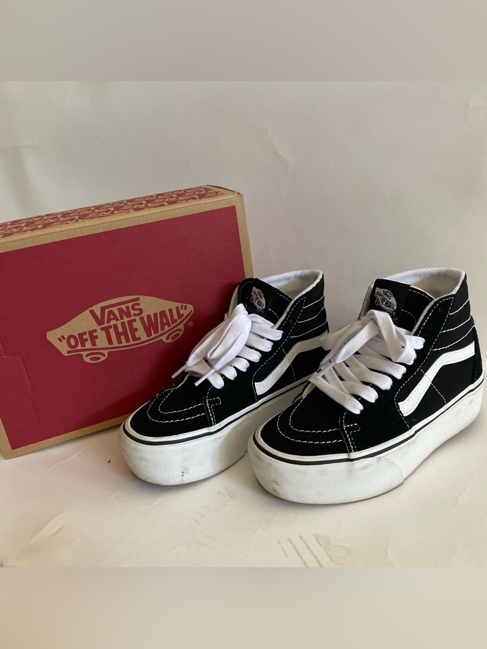 Women’s Vans Black and White Sk8-Hi Platform Sneakers